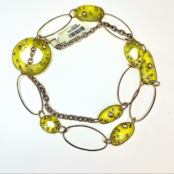 NWT Cache Lime Green & Gold Necklace & Earring Set - Picture 2 of 3